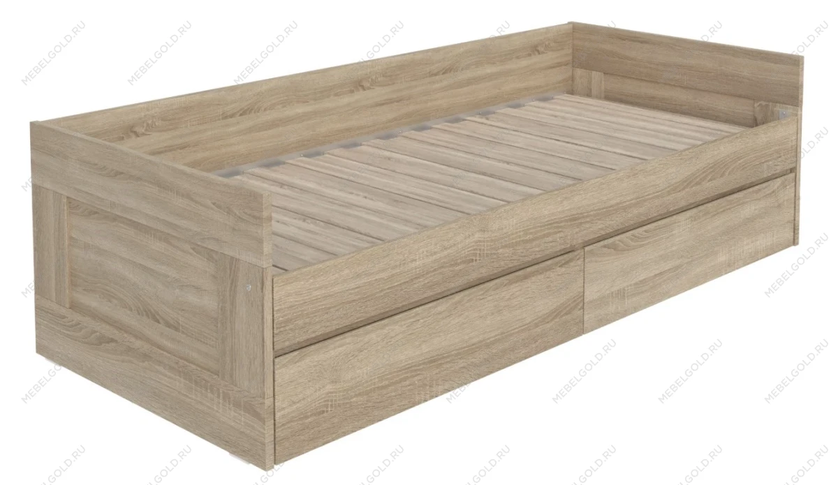 БРИМНЭС / СИРИУС Кровать двуспальная раздвижная ИКЕА / IKEA шириной 80(160) см, Дуб Сонома