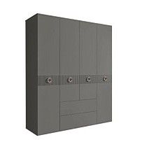 Шкаф 4-х дверный с ящиками, Bogemia Fillini (Серый/Хром) БМШ2/41(Fi)
