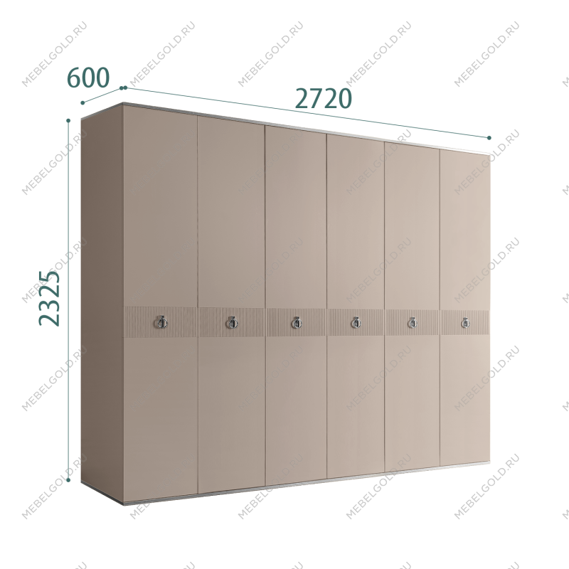 Шкаф 6-ти дверный Римини СОЛО (Мокка/Серебро) РМШ2/6(s)