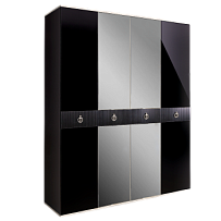 Шкаф 4-х дверный с зеркалом Римини СОЛО (Черный/Серебро) РМШ1/4(s)