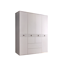 Шкаф 4-х дверный с ящиками Римини СОЛО (Белый/Серебро) РМШ2/41(s)