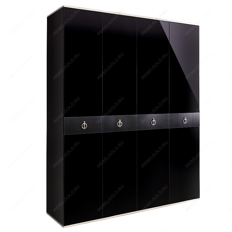 Шкаф 4-х дверный Римини СОЛО (Черный/Серебро) РМШ2/4(s)