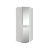 Шкаф угловой с зеркалом Римини СОЛО (Белый/Серебро) РМШУ1/1(s)