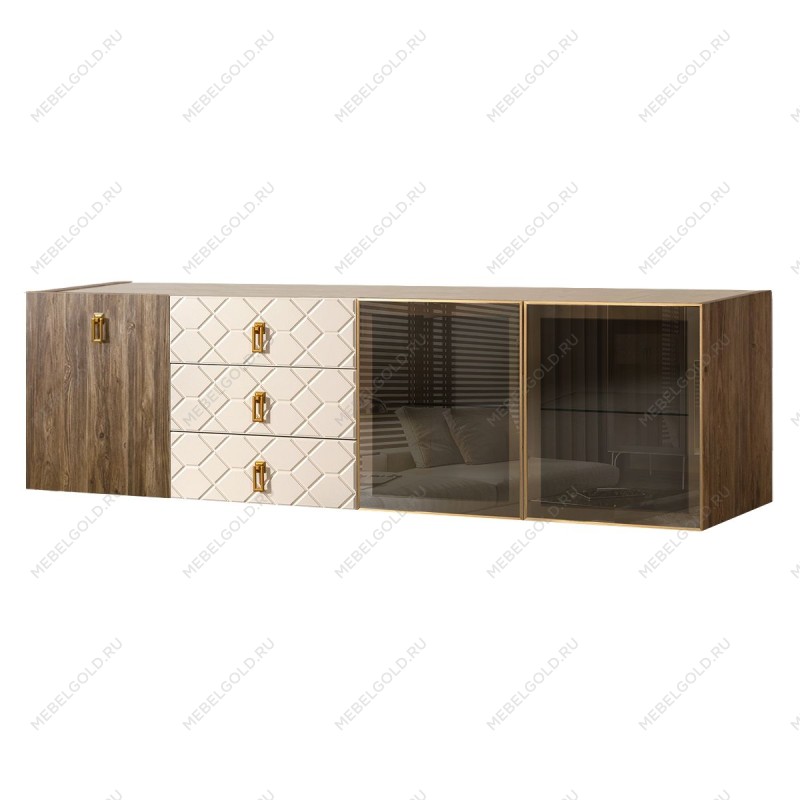 Комод 2.1м Bogemia Woodline Fly Wood Fa (Слоновая кость) (Novabuk/Золото) БМКМ-5[5][10]
