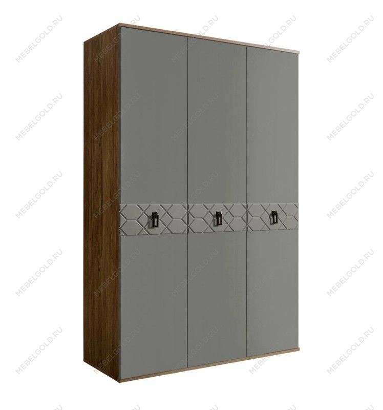 Шкаф 3-х дверный Bogemia Woodline Fa (Серый/Черный) БМШ2/3