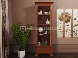 Шкаф с витриной Кентаки REG1W1S каштан - Выставка м. Марьина роща