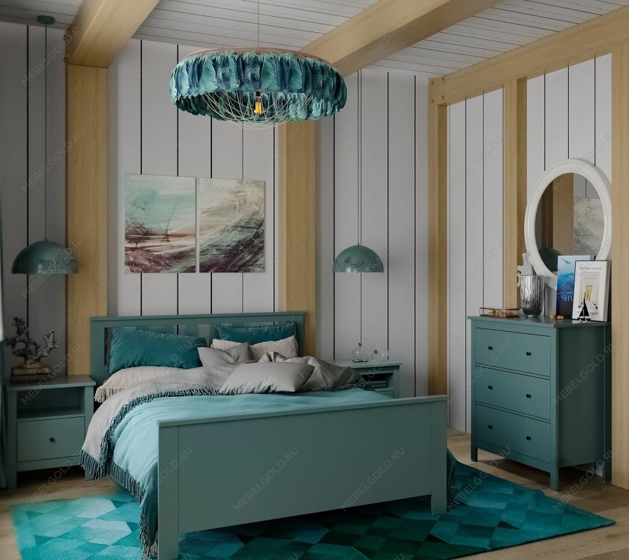 САГА комод 3 ящика темно-бирюзовый | изображение 5