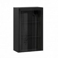 Индиго Шкаф кухонный 600 высокий стекло (Черный/Черный)