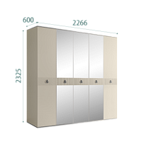 Шкаф 5-ти дверный с зеркалом Римини СОЛО (Ваниль/Серебро) РМШ1/5(s)