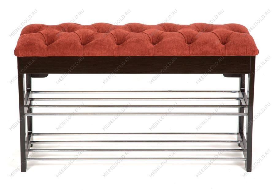 Банкетка Грейс (Венге/ткань Бордовая , каретная стяжка) | изображение 1