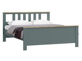 САГА кровать двойная 160х200 темно-бирюзовая/ясень