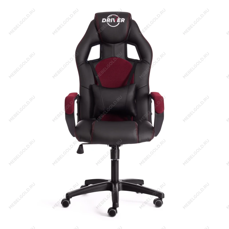 Кресло DRIVER (22), кож/зам/ткань, черный/бордо, 36-6/TW-13 | изображение 4