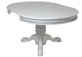 Стол круглый Милорд (110х160) Белый+патина серебро