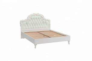 Кровать двуспальная 1600 с мягким изголовьем Луиза (Алебастр/Мятный)