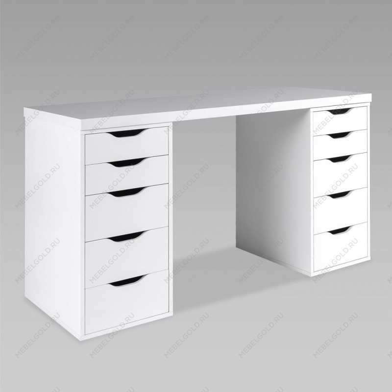 ИНГАР стол письменный ИКЕА / IKEA белый, 140x75, с двумя тумбами | изображение 1
