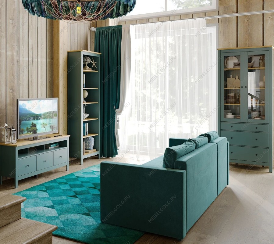 САГА стеллаж 50 темно-бирюзовый/ясень | изображение 5