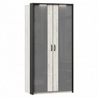 Шкаф двухстворчатый с комбинированными дверями с паспарту Техно (Дуб Крафт белый/Серый шифер)