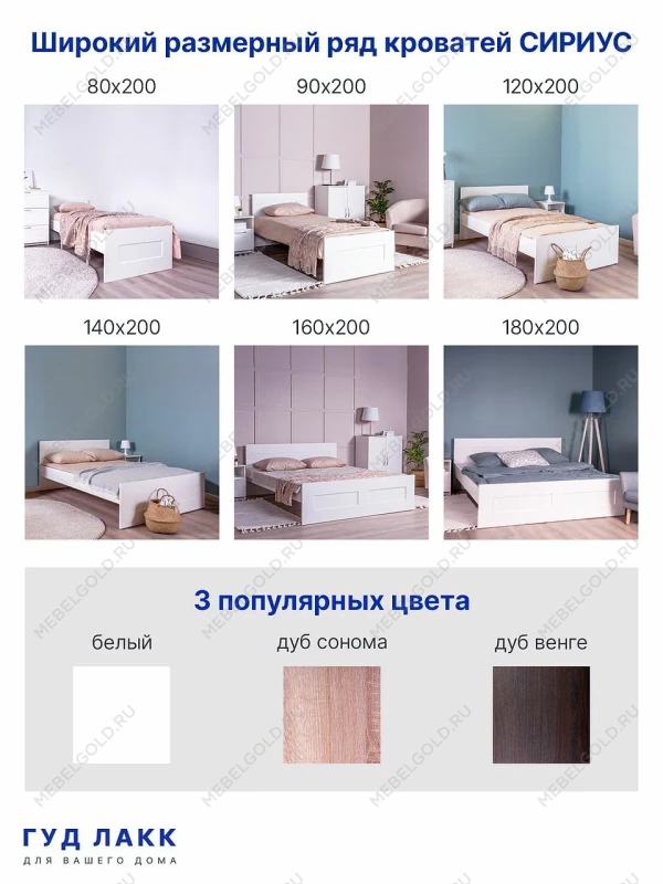 Кровать двуспальная Сириус, 160х200 см, белая | изображение 10