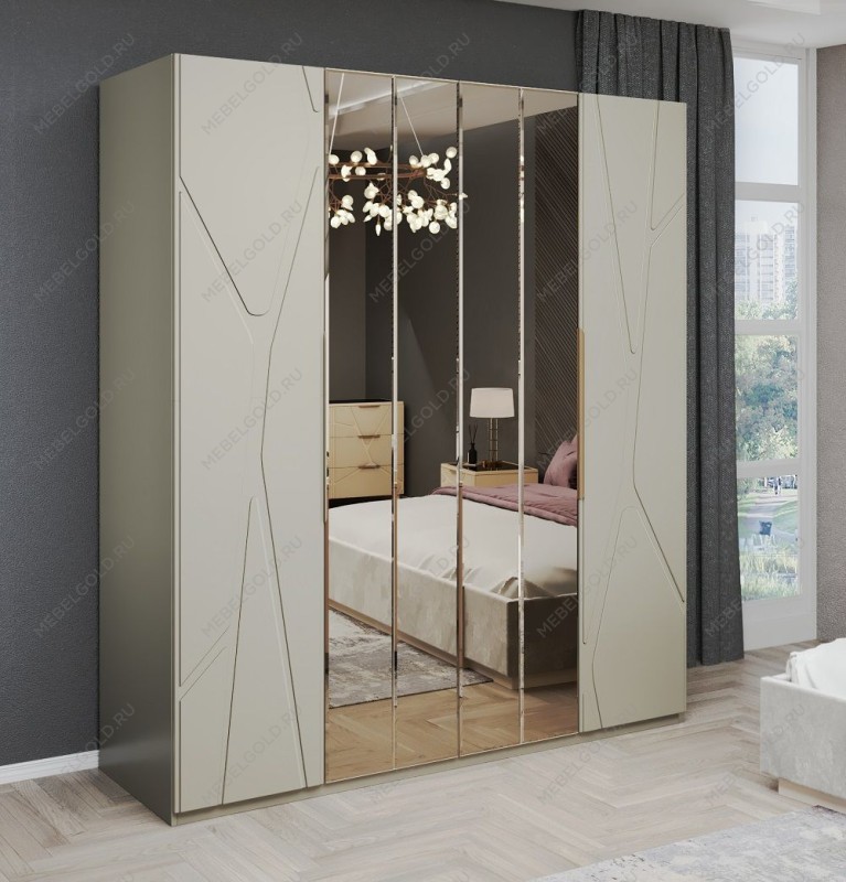 Шкаф Лейла 4-дверный светло серый камень | изображение 1