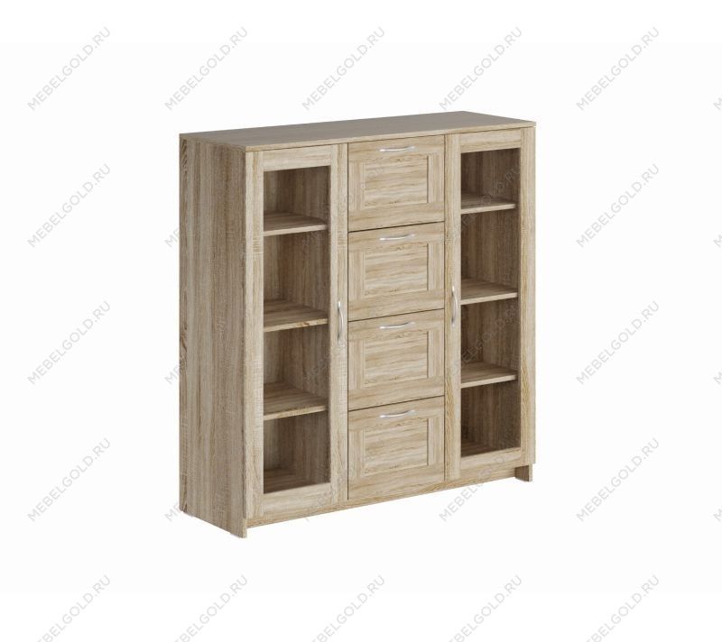 БРИМНЭС / СИРИУС тумба ИКЕА / IKEA 2 двери со стеклом и 4 ящика 117х123 сонома | изображение 3