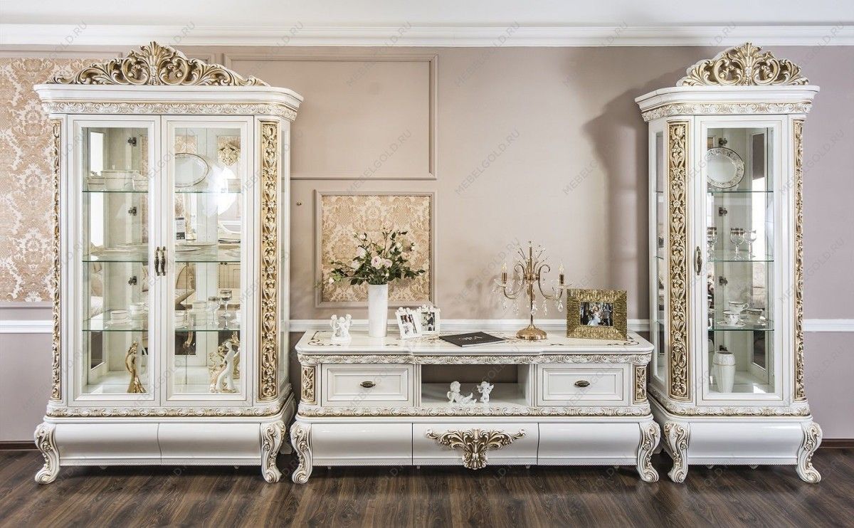 Гостиная Алсу 1+тв+2 белый глянец