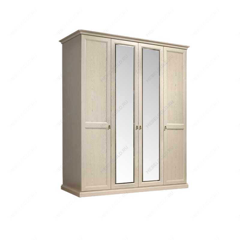 Шкаф 4-х дв. (2 зеркала) для платья и белья Венеция дуб седан ВНШ1/4