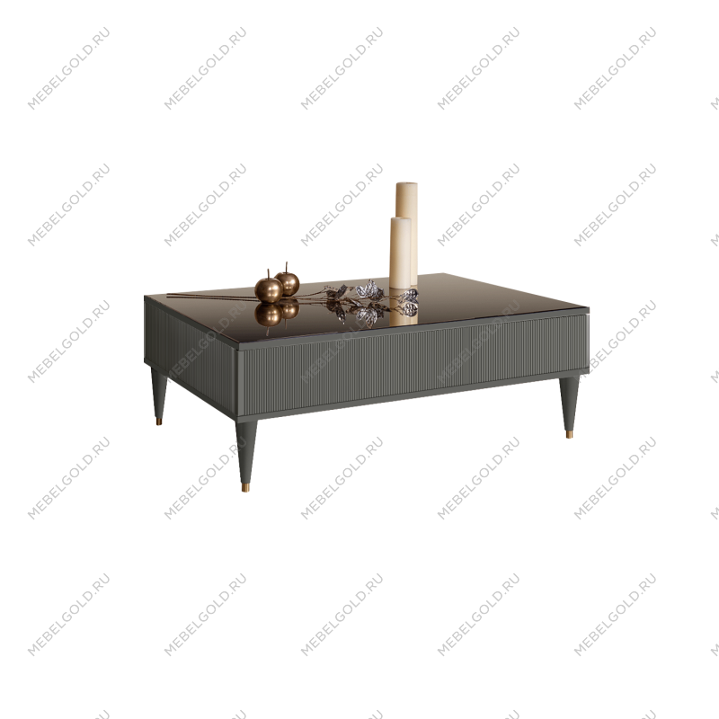 Журнальный столик с ящиком Римини СОЛО (Серый/Золото) РМСТ-2(s)