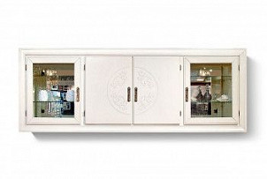 Шкаф навесной 4-х секционный Соната (без декора), белая эмаль с темной патиной