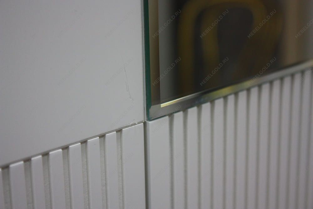 Лобня - Шкаф 3-х дв. (с зеркалом) для платья и белья Римини СОЛО (слоновая кость серебро) РМШ1/3 (s) | изображение 13