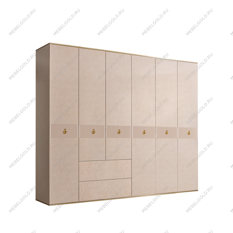 Шкаф 6-ти дверный с ящиками Римини СОЛО (Латте/Золото) РМШ2/61(s)
