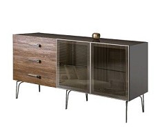 Комод 1.6м Bogemia Wood Wo (Серый) (Lakobel/Хром) БМКМ-4(Wo)[5]