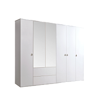 Шкаф 6-ти дверный с зеркалом, с ящиками Римини (Белый/Серебро) РМШ1/61