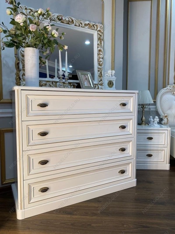 Комод Натали 4 ящ. широкий белый глянец | изображение 3