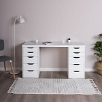 ИНГАР стол письменный ИКЕА / IKEA белый, 140x75, с двумя тумбами | изображение 4