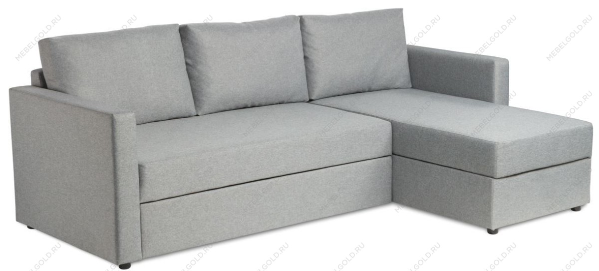 Диван угловой трехместный Вало с коротким подлокотником, серый, рогожка