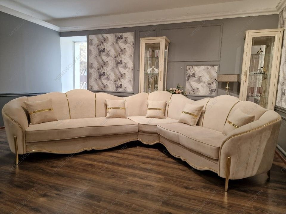 Диван Лара угловой 3-у-2 бежевый золото | изображение 2