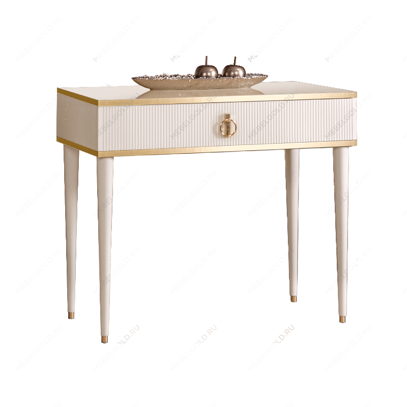 м. Римская - Стол туалетный узкий Римини СОЛО (слоновая кость золото) РМСТ-1 (s)[9]