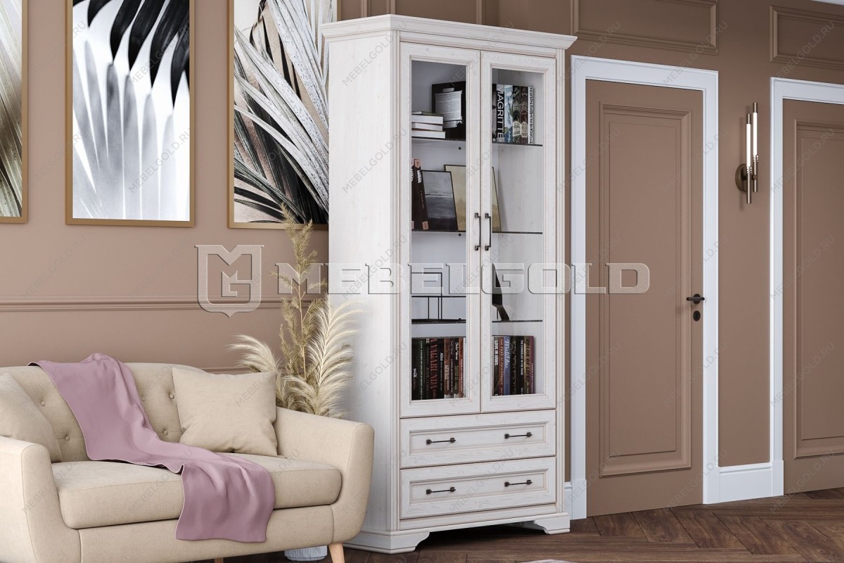 Шкаф-витрина Стилиус REG2W2S с подсветкой (Лиственница сибирская) | изображение 2