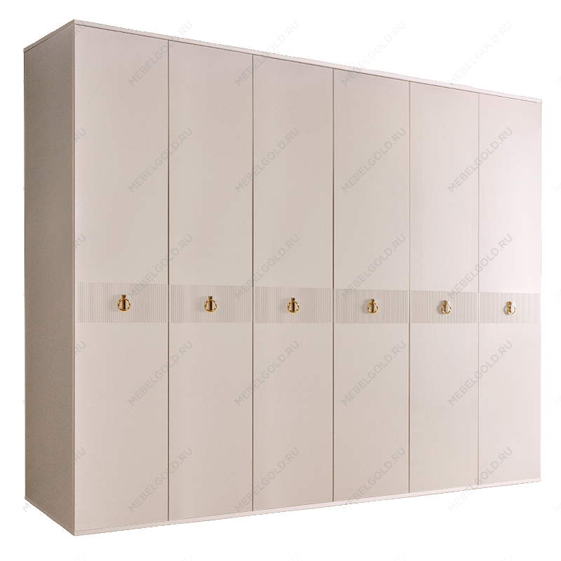 Шкаф 6-ти дверный Римини СОЛО (Бежевый/Золото) РМШ2/6(s)
