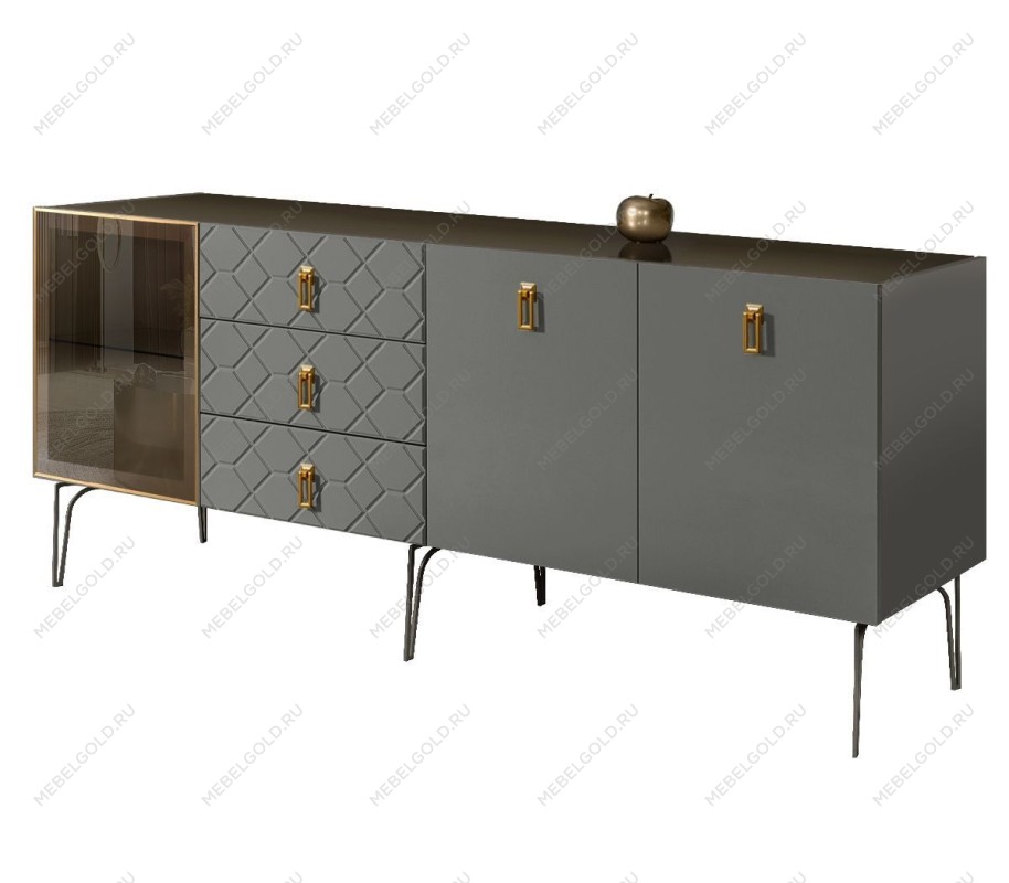 Комод 2.1м Bogemia Farfalle (Серый) (Lakobel/Золото) БМКМ-5(Fa)[4]