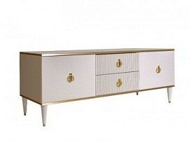 м. Римская - Тумба под телевизор (2 двери и 2 фасада) Римини СОЛО (белый золото) РМТ-3 (s)