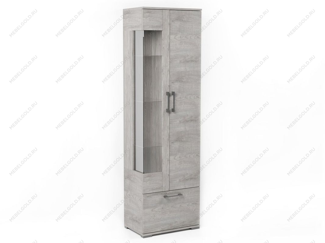 Пенал Д-3п со стеклом правый, Денвер (600*377*2020) Риббек серый, 31306