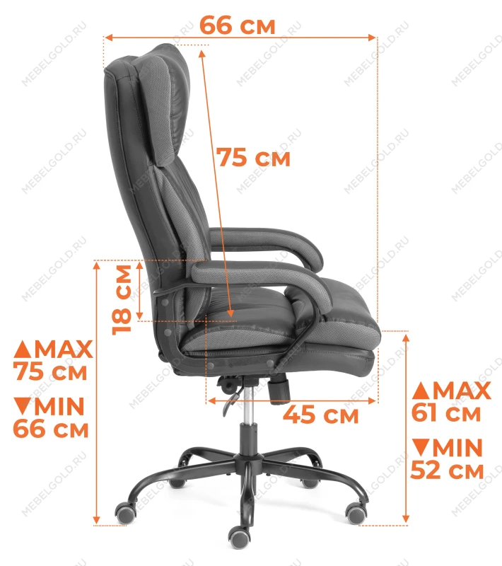 Кресло Duke metal BL, кож/зам/ткань, черный/серый, 36-6/12 | изображение 15