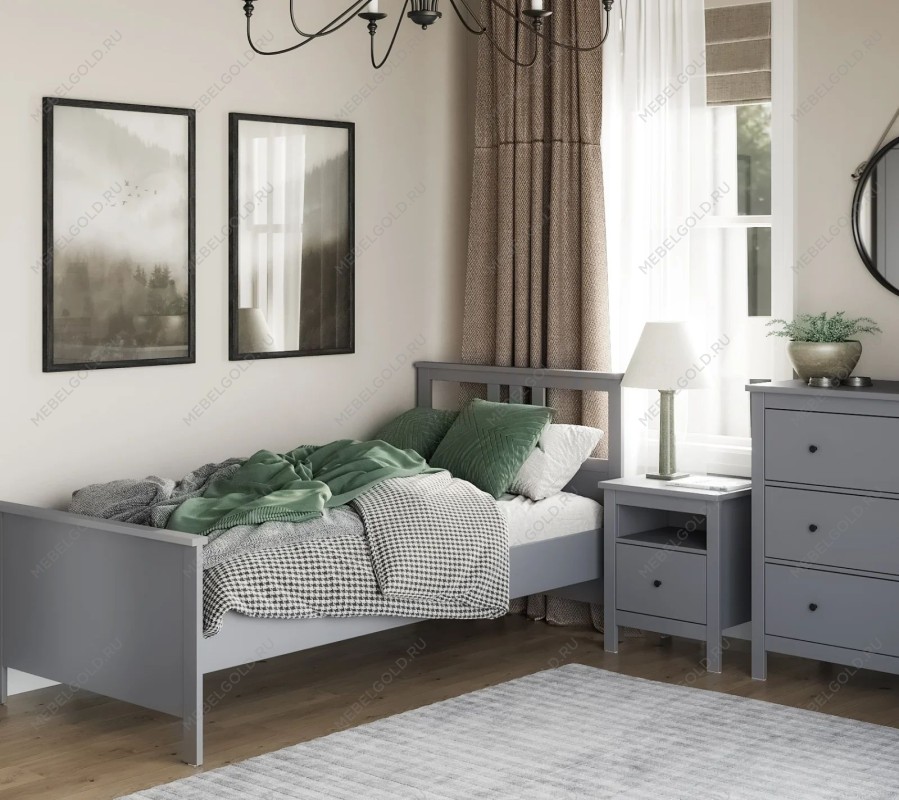 САГА кровать одинарная 90х200 серая | изображение 5