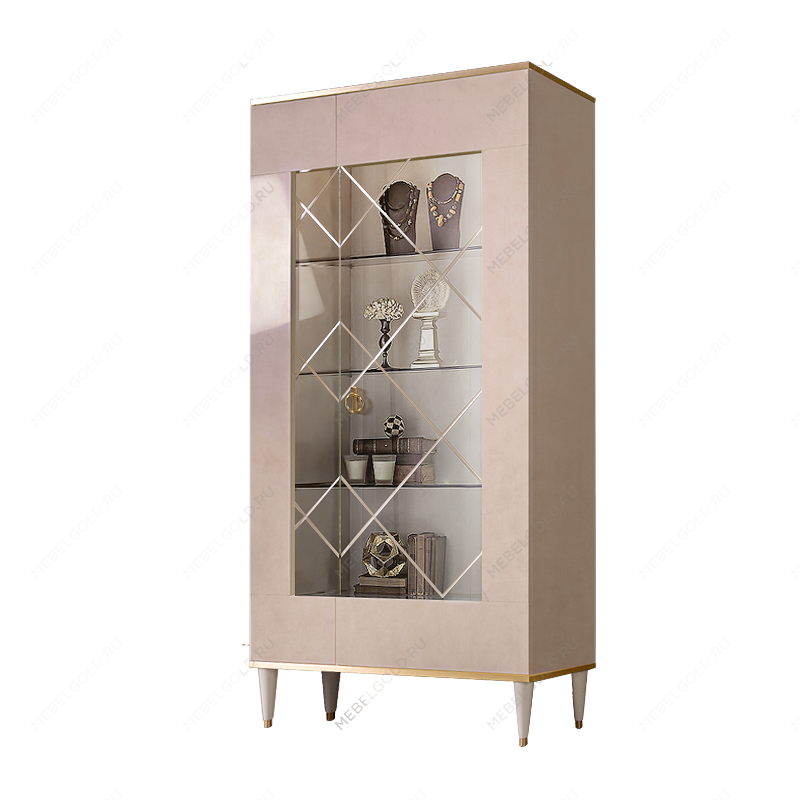 Витрина 2-ств. Римини (Латте/Золото) (Левая) РМВ2-2С