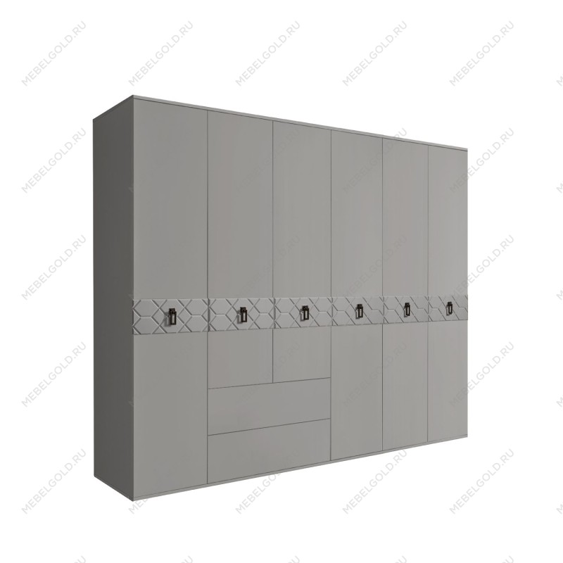Шкаф 6-ти дверный с ящиками, Bogemia Farfalle (Серый/Черный) БМШ2/61(Fa)