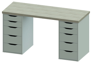 ИНГАР стол письменный ИКЕА / IKEA 2/55 140x75x55, дуб беленый/белый