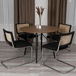 Стул MANI, дерево вяз, ротанг/ткань лен, металлический каркас, черный, 46х46х78 см | изображение 11