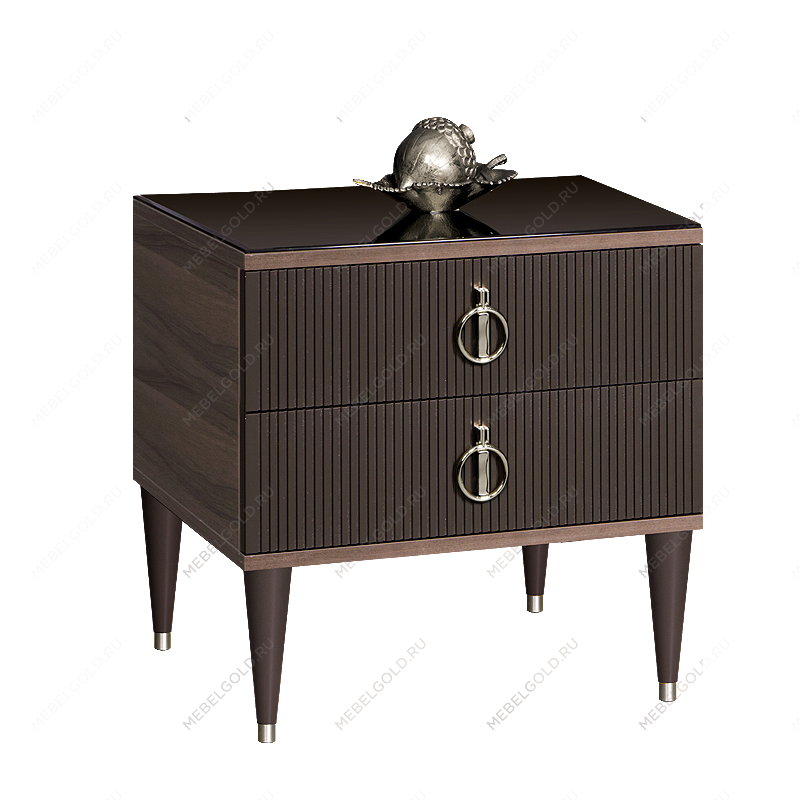 Тумба прикроватная 2 ящика Римини СОЛО (Орех империя/Серебро) РМТП-2(s)