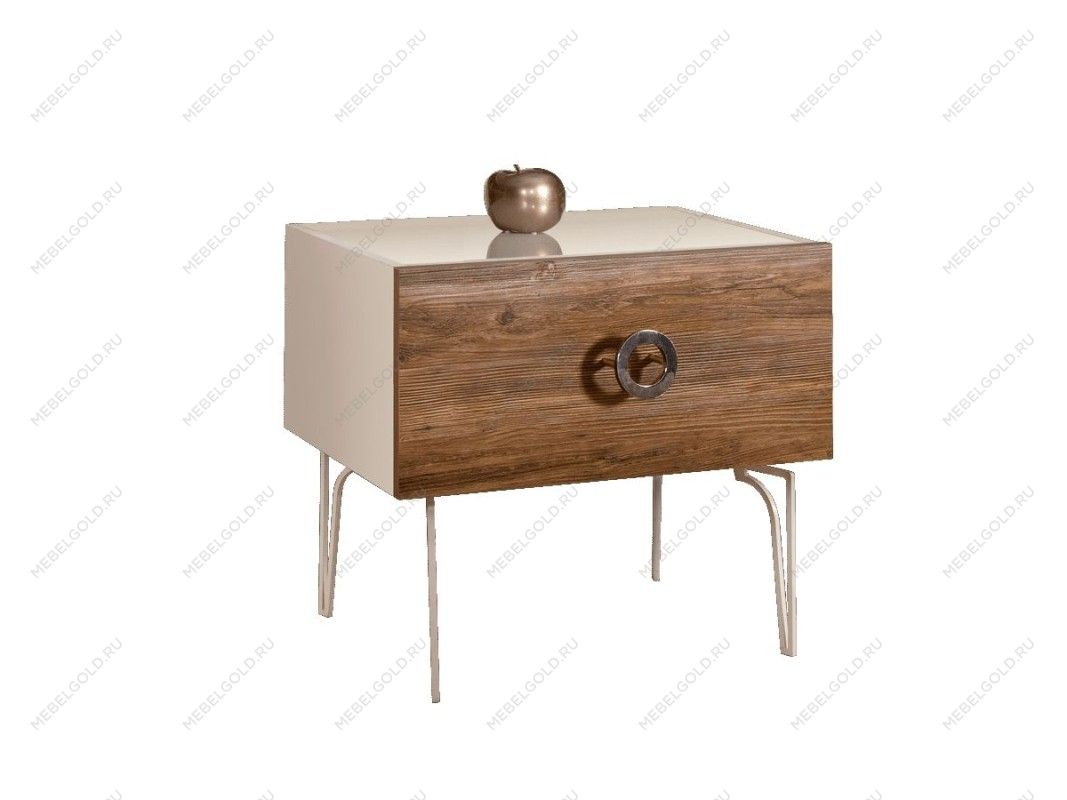Тумба прикроватная Bogemia Wood Fi (Слоновая кость) (Lakobel/Хром) БМТП-1(Wo)
